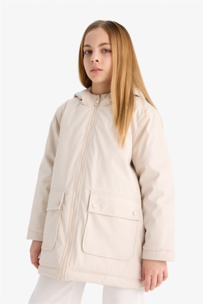 جاكيت مطر بناتي مقاوم للماء بغطاء للرأس