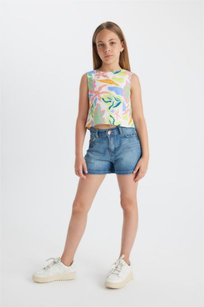 Қыздарға жеңсіз поплин Қысқа жеңді Блуза