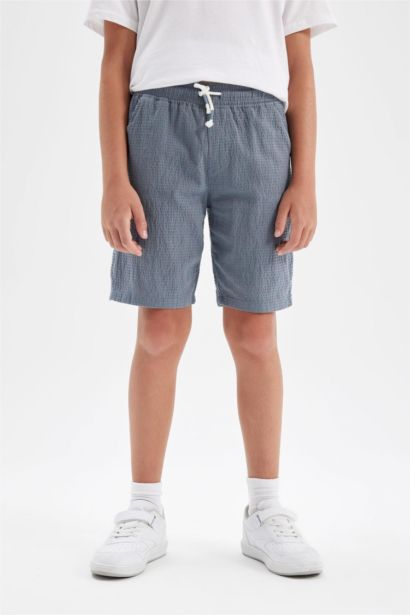 Boy Seersucker Textured Shorts