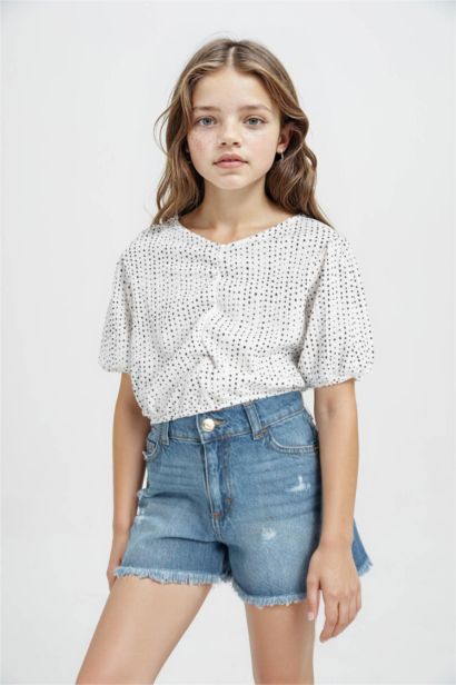 Girl Relax Fit Crinkle Fabric T-Shirt
