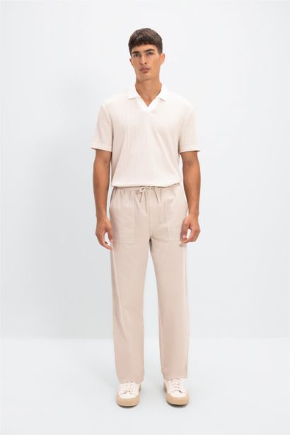 Straight Wide Gabardine Trousers