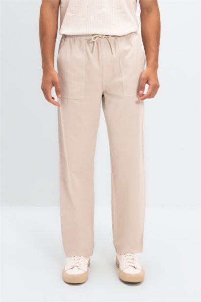 Straight Wide Gabardine Trousers