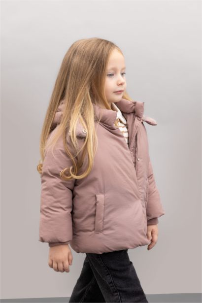 جاكيت بامب بيبي بناتي وردي بكابيشون وتر بروف وبطانة ناعمة