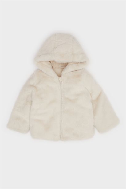 Baby Girl Hooded Zippered Plush Jacket