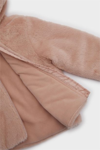 جاكيت فرو بيبي بناتي رسمة دبدوب بسوستة كابيشون