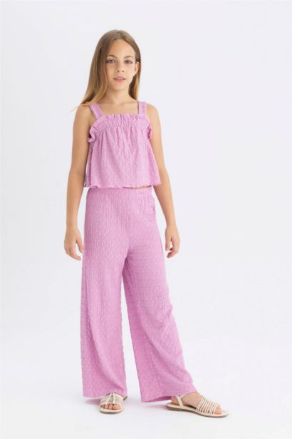 Girl Wide Leg Wrinkled Trousers