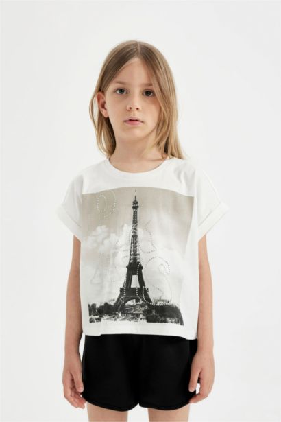 Girl Printed T-Shirt Shorts 2 Piece Set