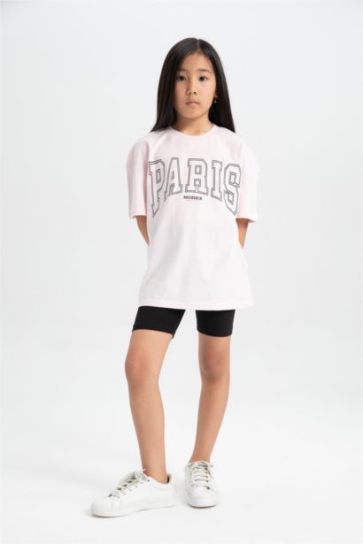 Girl Printed Short Sleeve T-Shirt Leggings 2 Piece