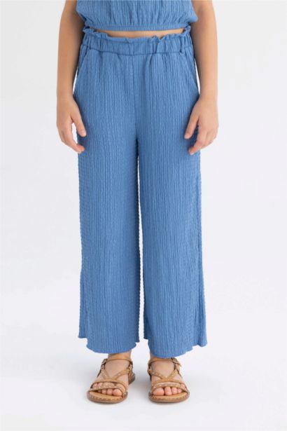 Girl Wide Leg Wrinkled Trousers