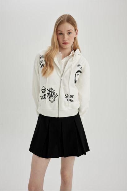 Oversize Thick Sweatshirt Fabric Smiley Licence Cardigan