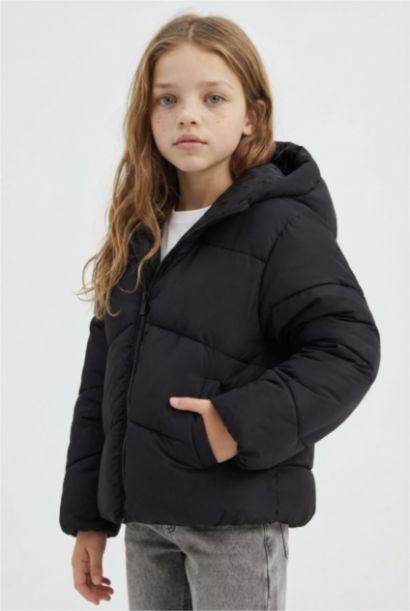 Girl Hooded Water Repellent Zippered Puffer Jacket