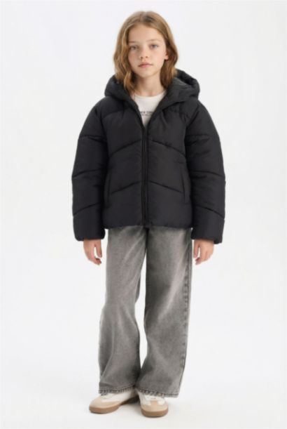 Girl Hooded Water Repellent Zippered Puffer Jacket