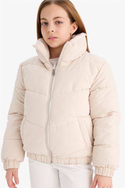 Girl Plush Lined Zippered Puffer Jacket