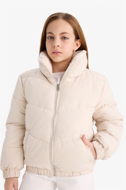 Girl Plush Lined Zippered Puffer Jacket