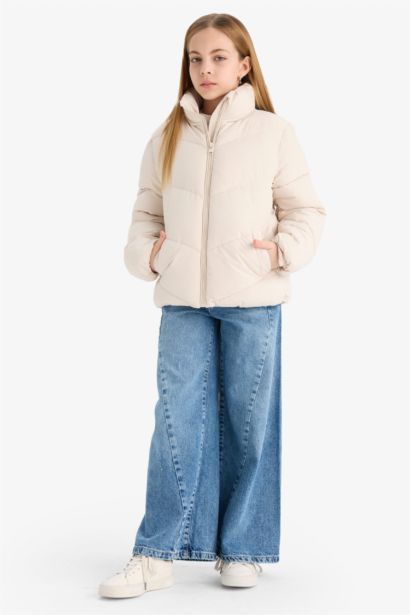 Girl Water Repellent Fleece Lined Zippered Puffer Jacket