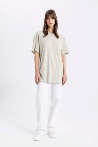 Crew Neck Printed Short Sleeve T-Shirt Tunic