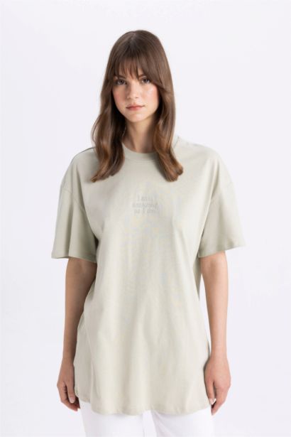 Crew Neck Printed Short Sleeve T-Shirt Tunic