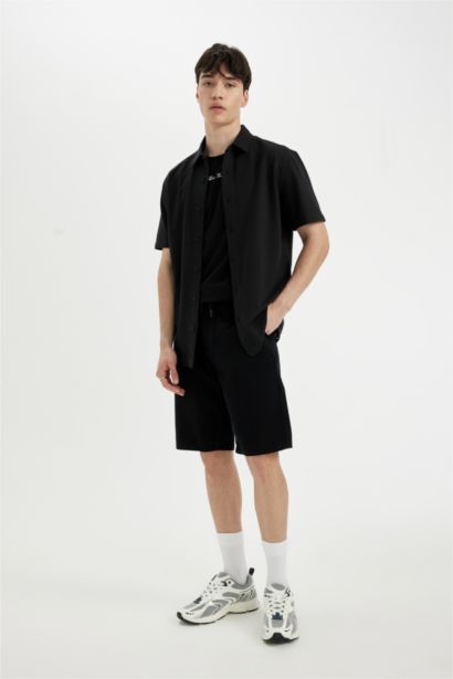 Regular Fit Gabardine Regular Hem Bermuda