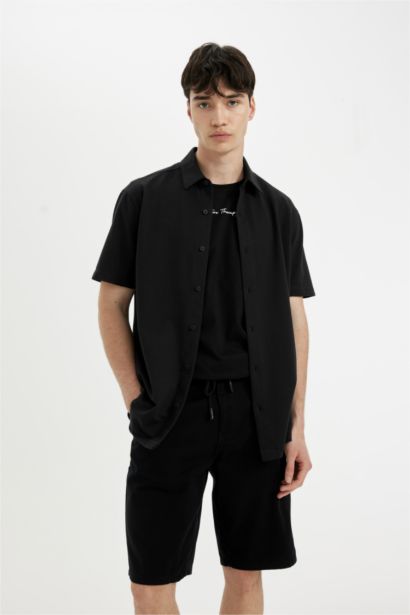 Regular Fit Gabardine Regular Hem Bermuda