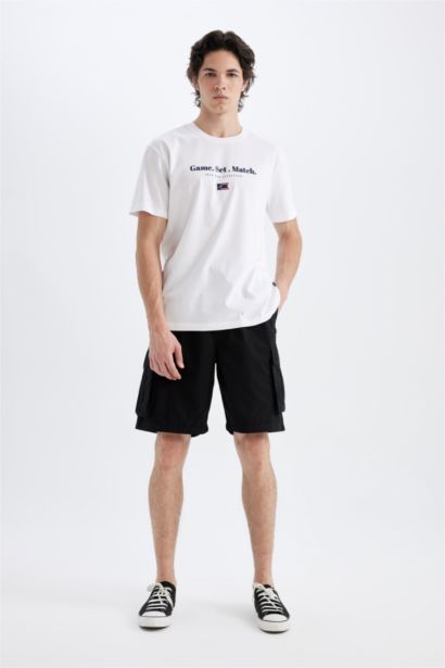 شورت قطن برمودا قصة مريحة برجل عادية