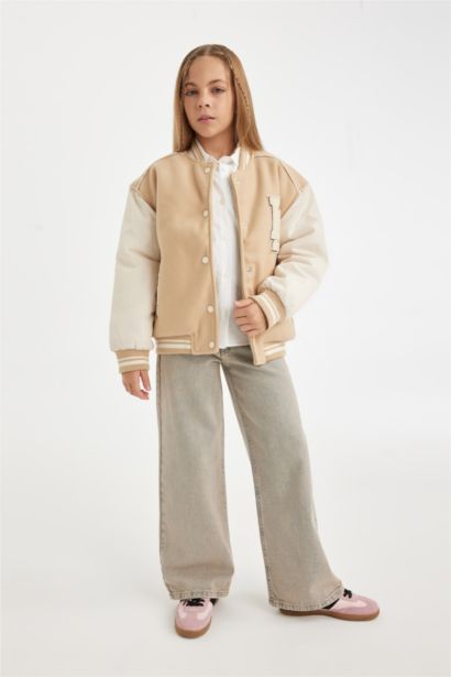 جاكيت بومبر بناتي بجيب وسوسته وياقة كوليج