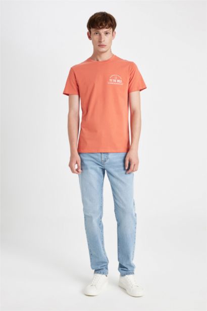 T-Shirt Slim imprimé à Manches Courtes Col Rond