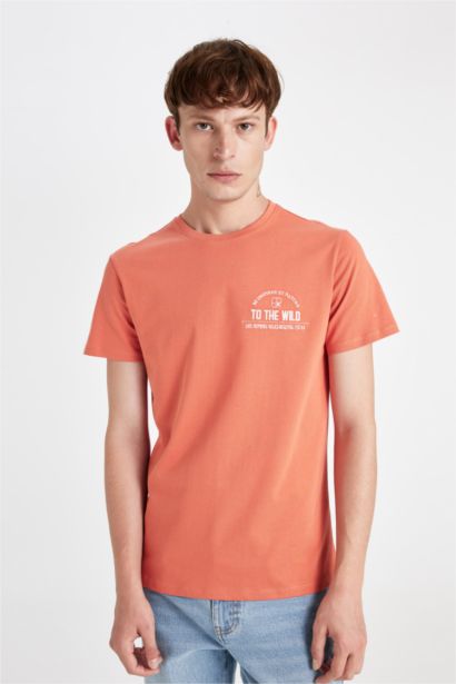 T-Shirt Slim imprimé à Manches Courtes Col Rond
