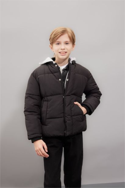 Boy Removable Hooded Zippered Waterproof Puffer Jacket