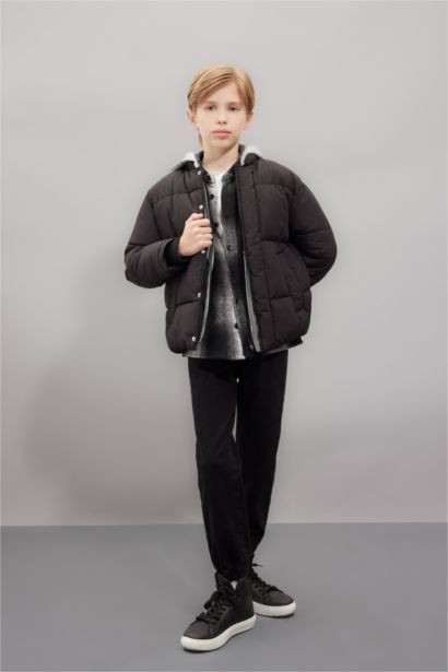 Boy Removable Hooded Zippered Waterproof Puffer Jacket