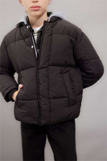 Boy Removable Hooded Zippered Waterproof Puffer Jacket