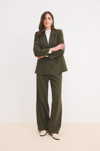 Wide Leg Elastic Waist Laced Basic Trousers