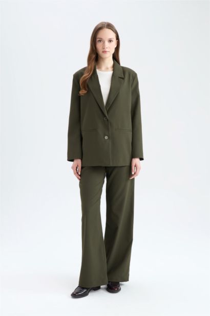 Wide Leg Elastic Waist Laced Basic Trousers