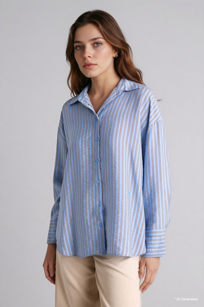 Tunique chemise rayée Coupe décontractée