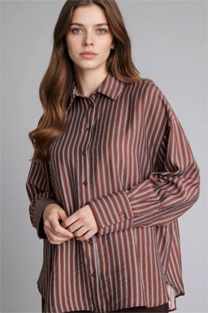 Relax Fıt Çizgili Gömlek Tunik