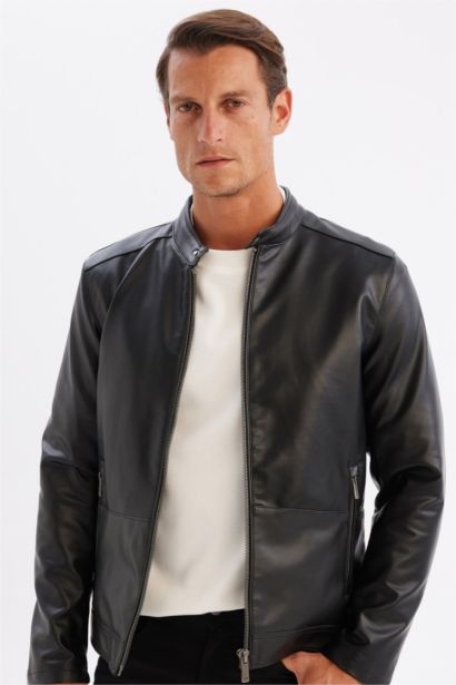 Zipper Faux Leather Jacket