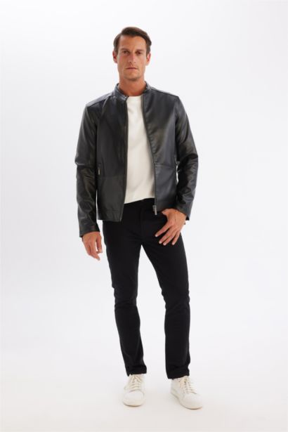 Zipper Faux Leather Jacket