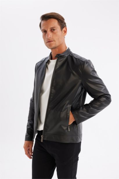Zipper Faux Leather Jacket
