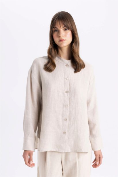 Relax Fit Long Sleeve Shirt Linen Tunic
