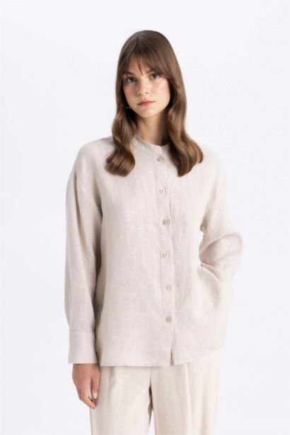 Relax Fit Long Sleeve Shirt Linen Tunic