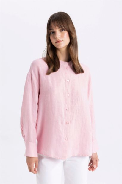 Relax Fit Long Sleeve Shirt Linen Tunic