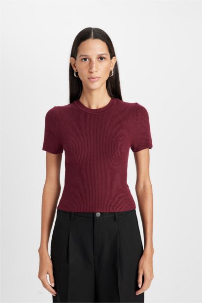 Basic Corduroy Knitted Crop Pullover