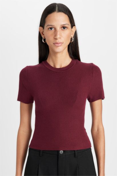 Basic Corduroy Knitted Crop Pullover