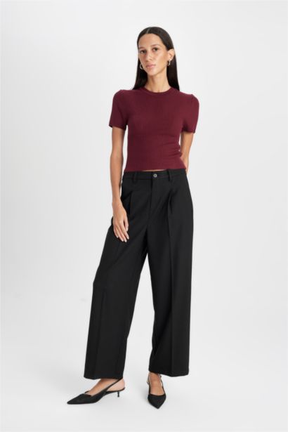 Basic Corduroy Knitted Crop Pullover