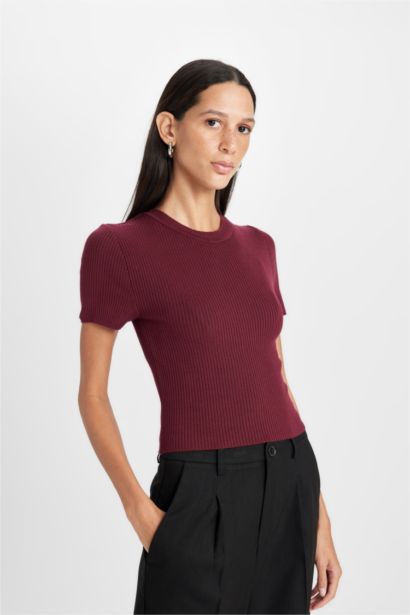 Basic Corduroy Knitted Crop Pullover