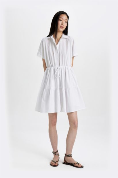 Shirt Collar Poplin Mini Dress