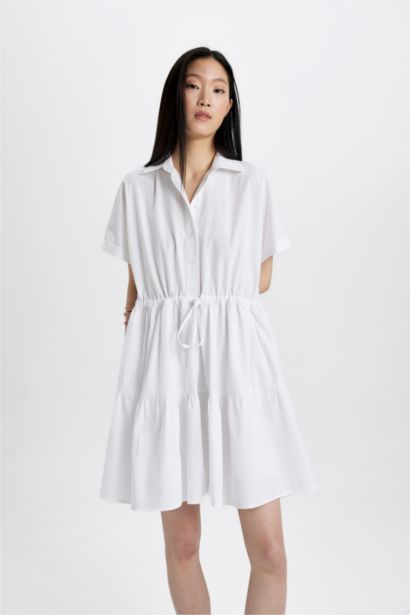 Shirt Collar Poplin Mini Dress