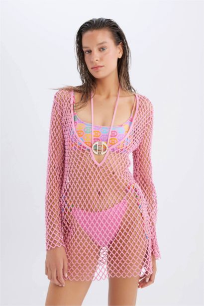 Declara x DeFacto File Uzun Kollu Mini Plaj Elbisesi