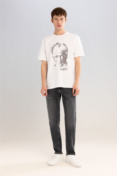 Regular Fit Crew Neck Ataturk Printed Short Sleeve T-Shirt