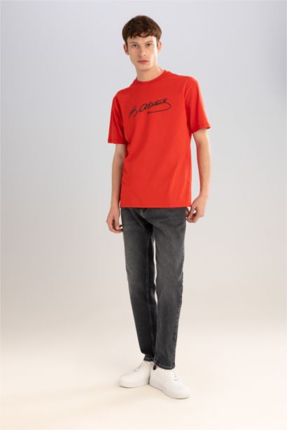 Regular Fit Crew Neck Ataturk Printed Short Sleeve T-Shirt