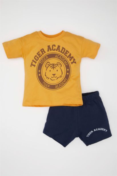Ensemble de T-shirt à manches courtes avec imprimé Tigre et short pour Bébé garçon